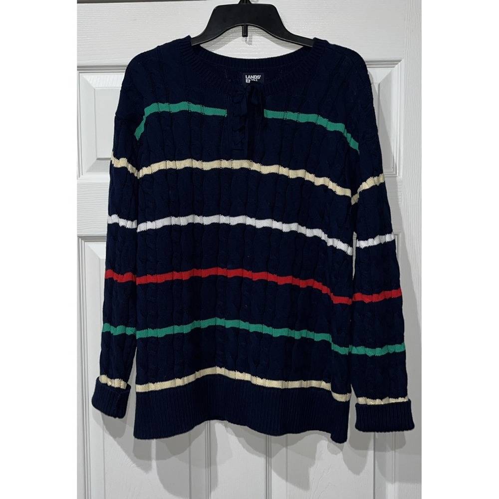 Lands'‎ End Cable Knit Sweater Size Large 14-16